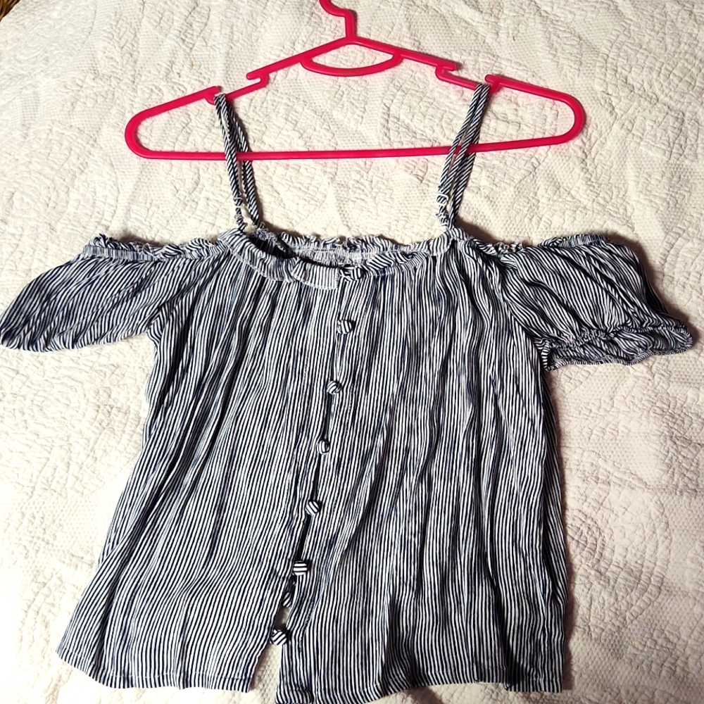 Off the shoulder women's striped shirt